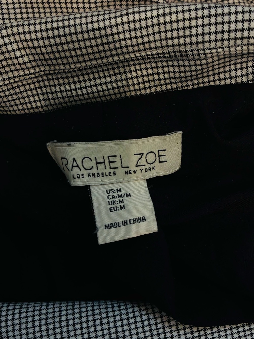 Rachel Zoe Houndstooth Double Breasted Oversized Blazer Black White Size M - Picture 5 of 5